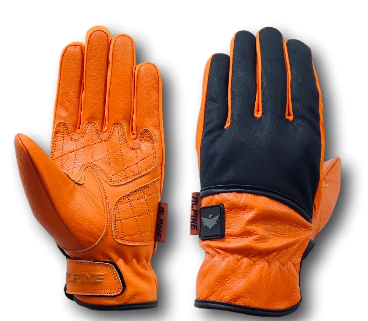 CLEARANCE- Orange Leather Gloves Alpine Offroad