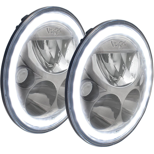 2007-2017 Jeep JK VX LED Headlight Kit - Black Chrome | White Halo