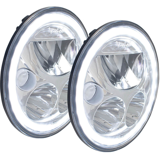 2007-2017 Jeep JK VX LED Headlight Kit - Chrome | White Halo