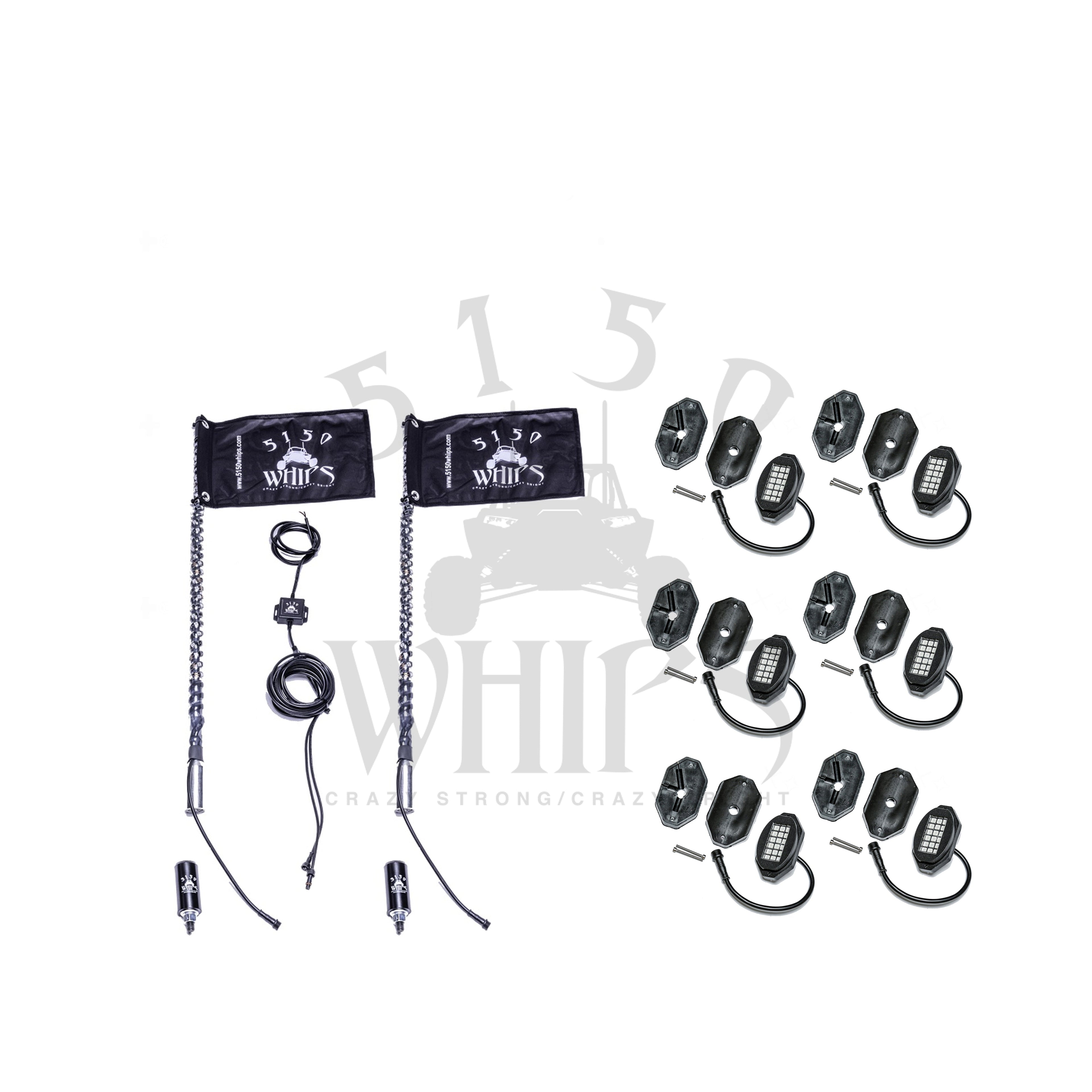 187 Whips and Rock Light Combo Kit 5150 Whips