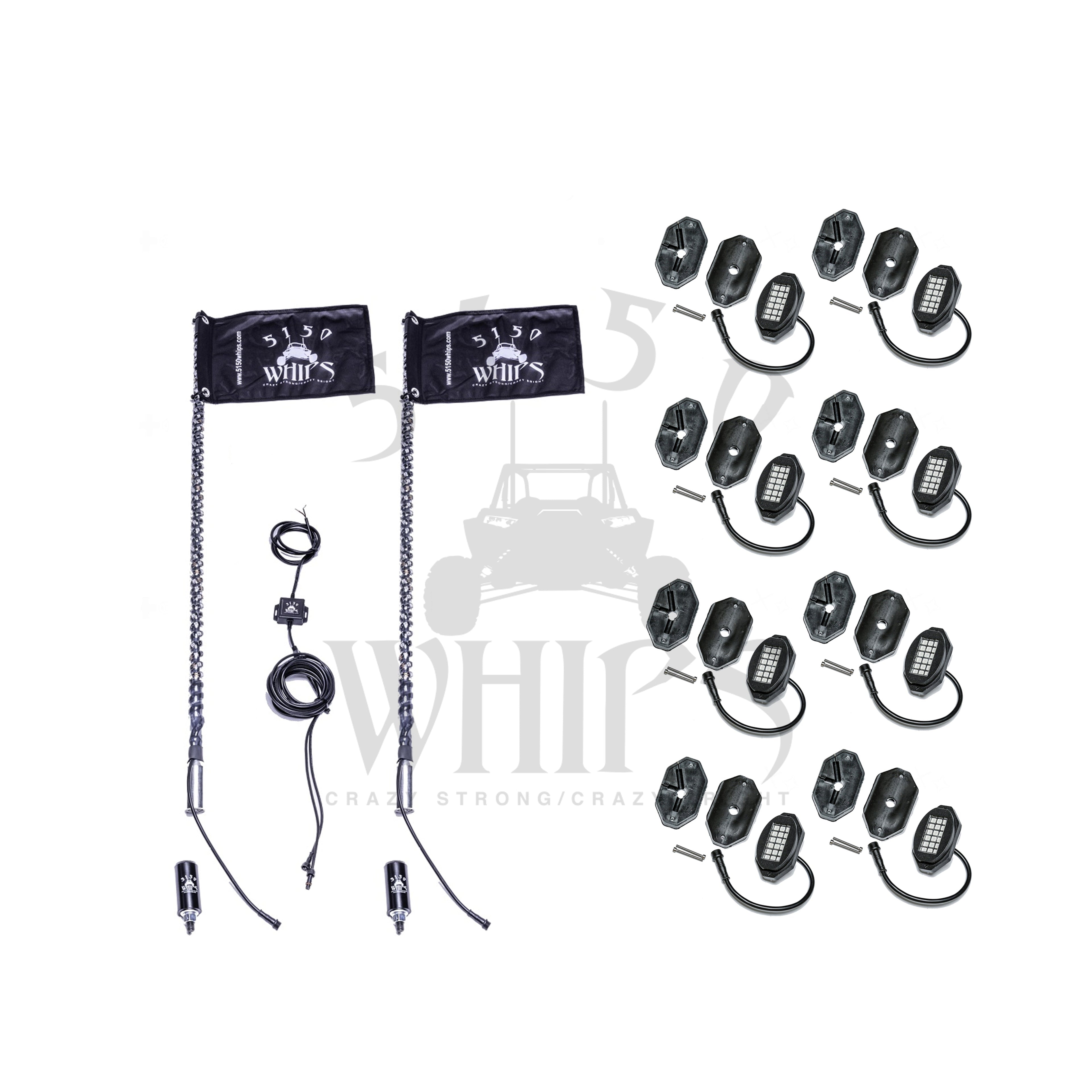 187 Whips and Rock Light Combo Kit 5150 Whips