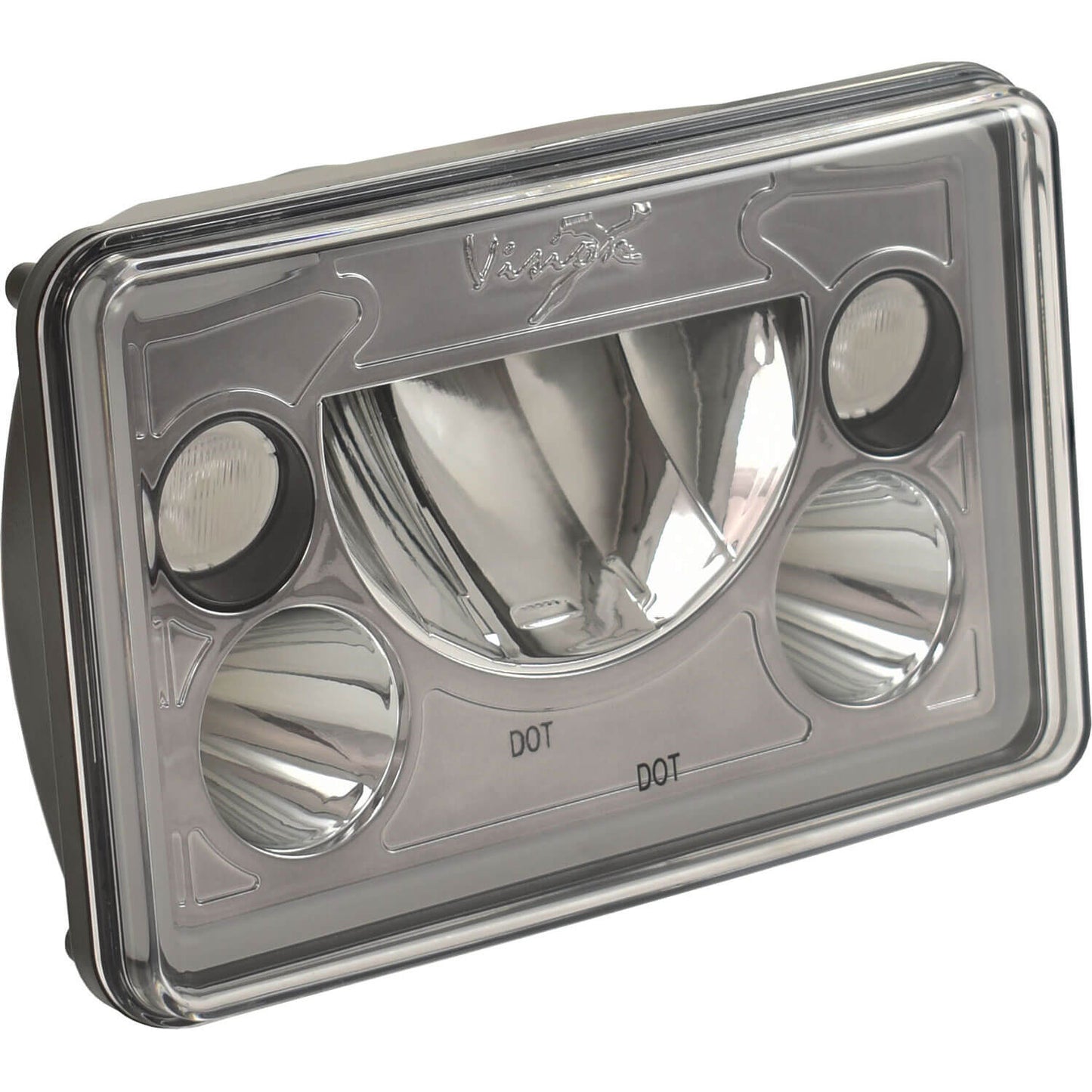 Single 4x6 Rectangle VX Black Chrome LED Headlight (with Low-High-Halo)