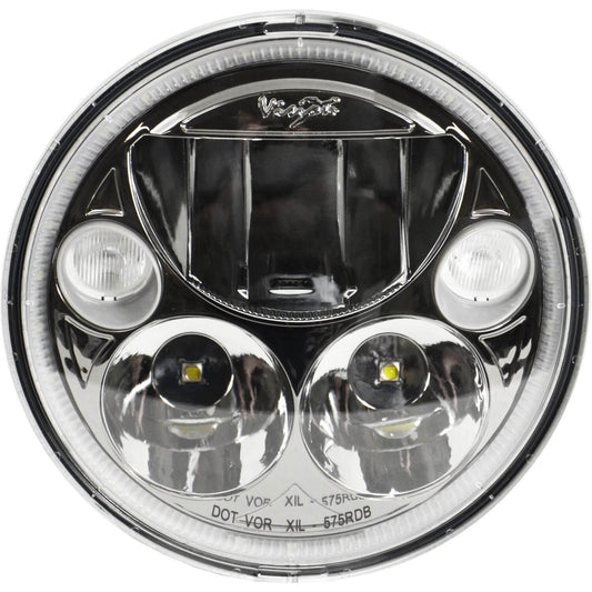 5.75" Single Black Chrome Face Round VX Headlight (with Low-High-Halo)