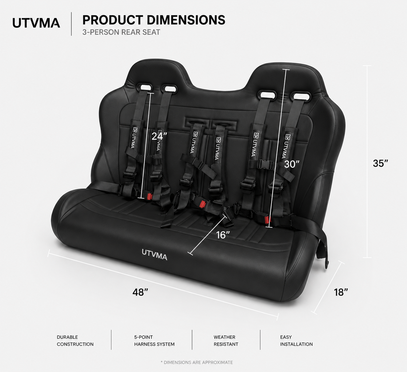 Yamaha Wolverine X4 Rear Bench Seat (2018+) W Harnesses