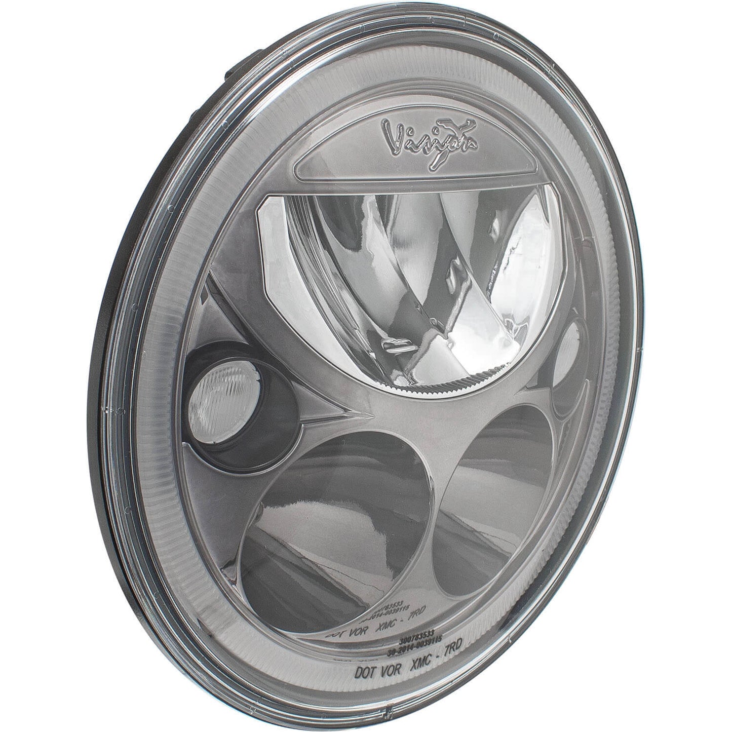 Single 7" Round Black Chrome Amber Halo VX Headlight (with Low-High-Halo)