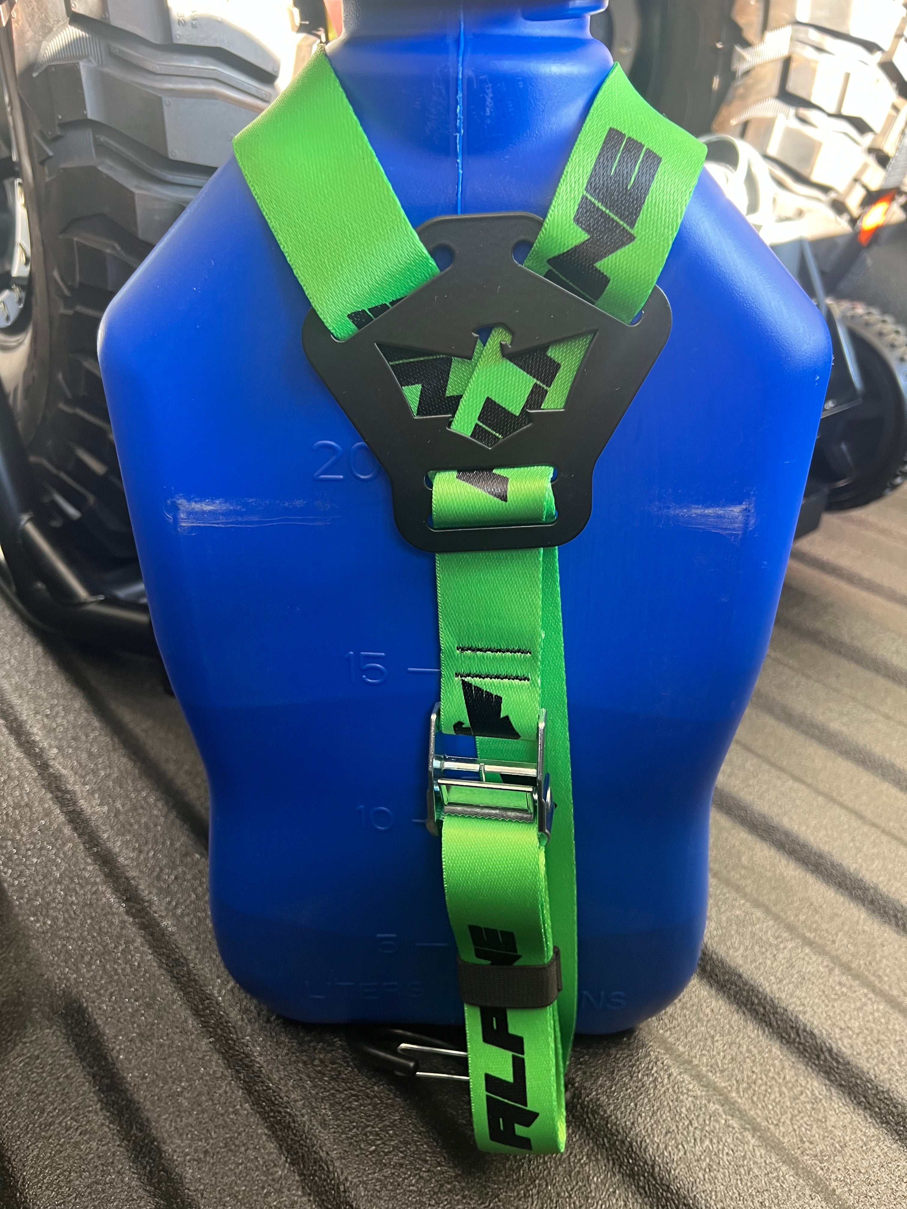Dual Y Fuel Jug Strap-Neon Green Alpine Offroad