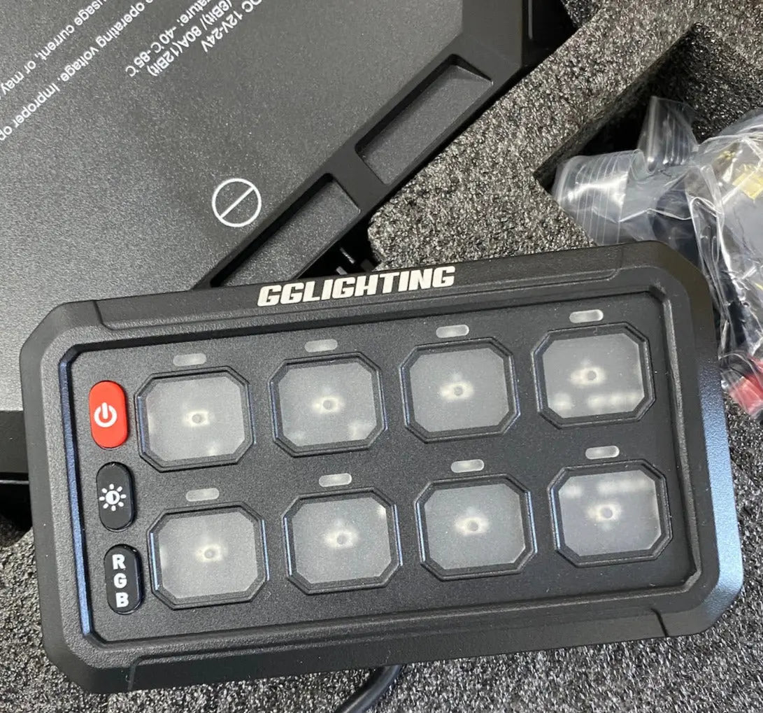 8-Gang Switch Panel With RGB And Remote Control Bluetooth App - safesled