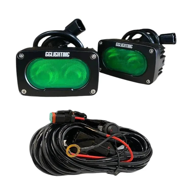 GP10 Offroad LED Pod Bundle Green With Free Wiring Harness - safesled