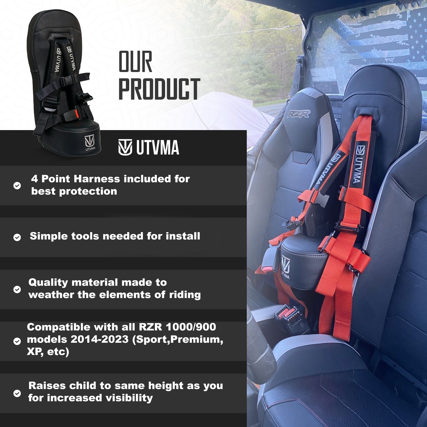RZR 1000/900 Bump Seat (XP, Turbo, Turbo S, Dynamix, Trail, High Lifter) 2014-2023