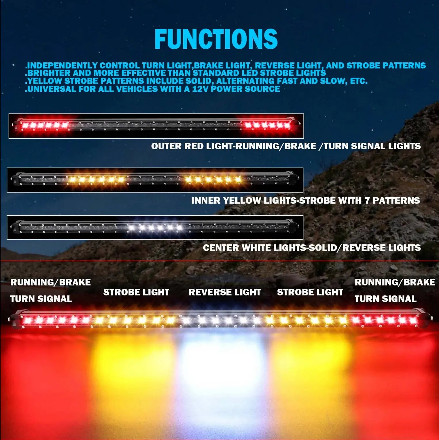 Chase LED Light Bar With Built In Strobe 32" - safesled