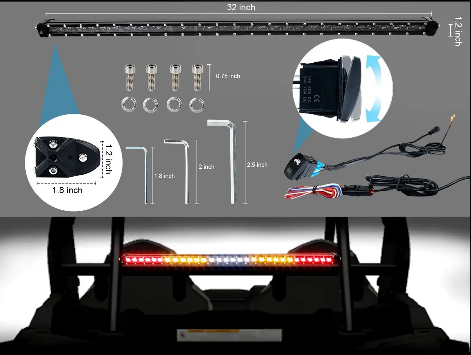 Chase LED Light Bar With Built In Strobe 32" - safesled