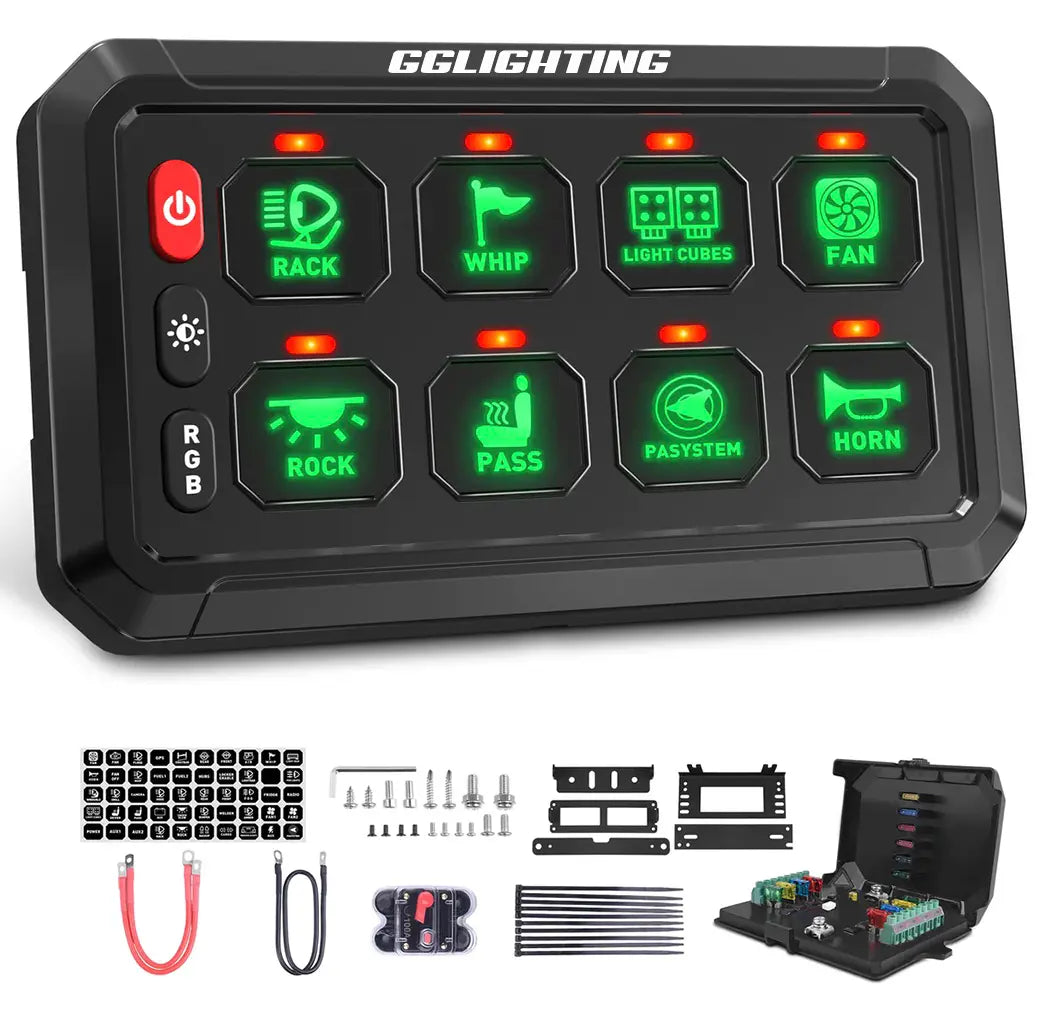 8-Gang Switch Panel With RGB And Remote Control Bluetooth App - safesled
