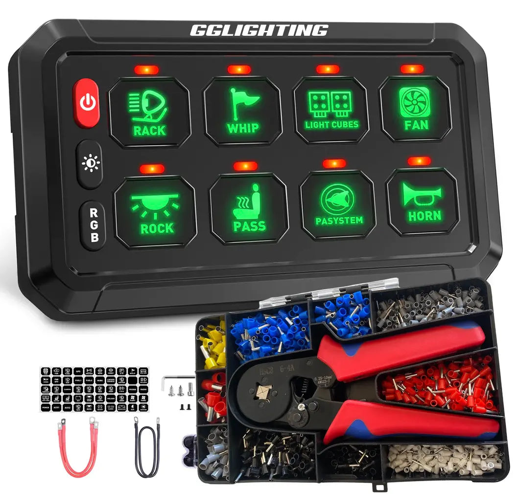 8-Gang Switch Panel With RGB And Remote Control Bluetooth App - safesled