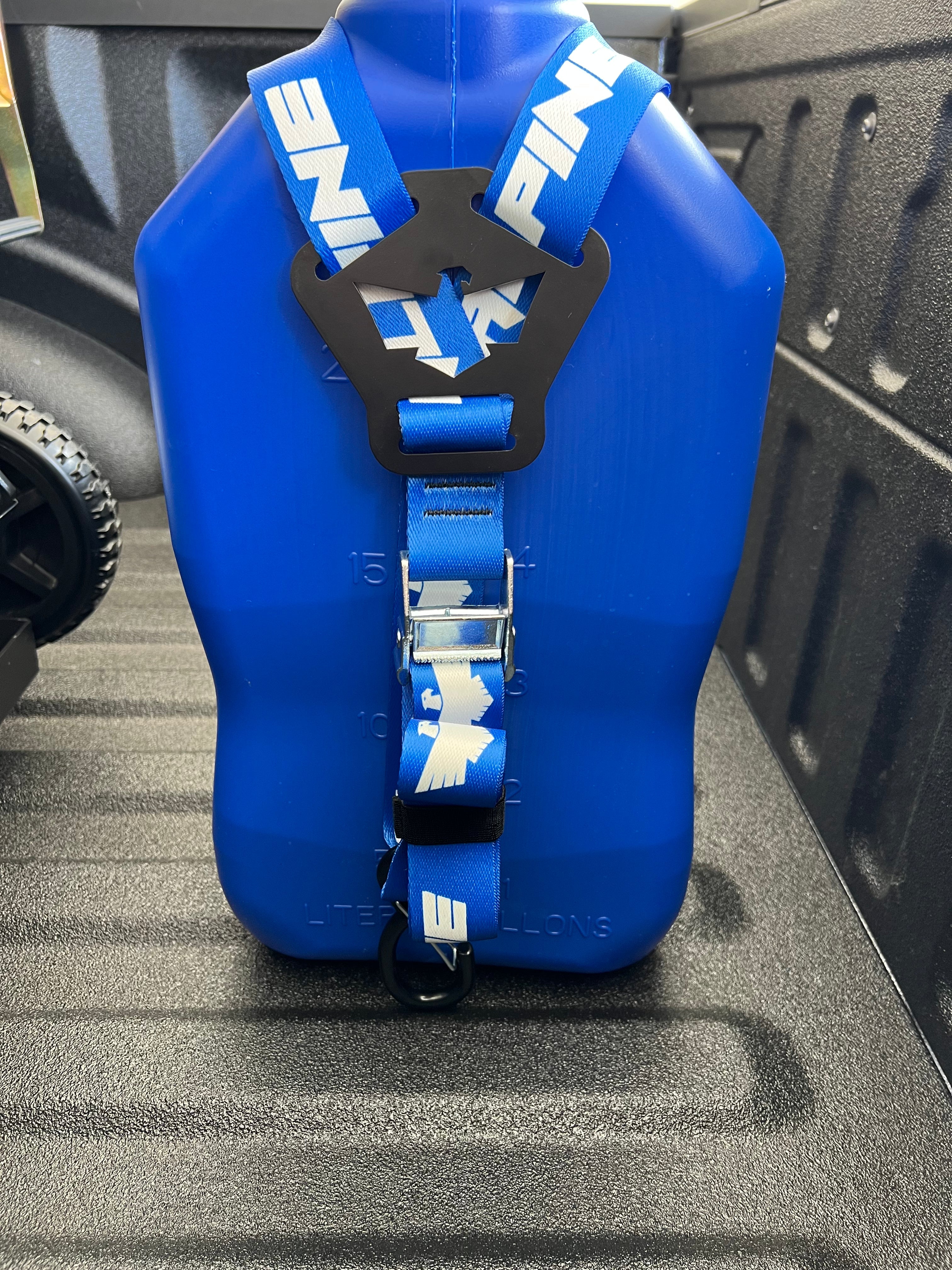 Dual Y Fuel Jug Strap-Blue Alpine Offroad
