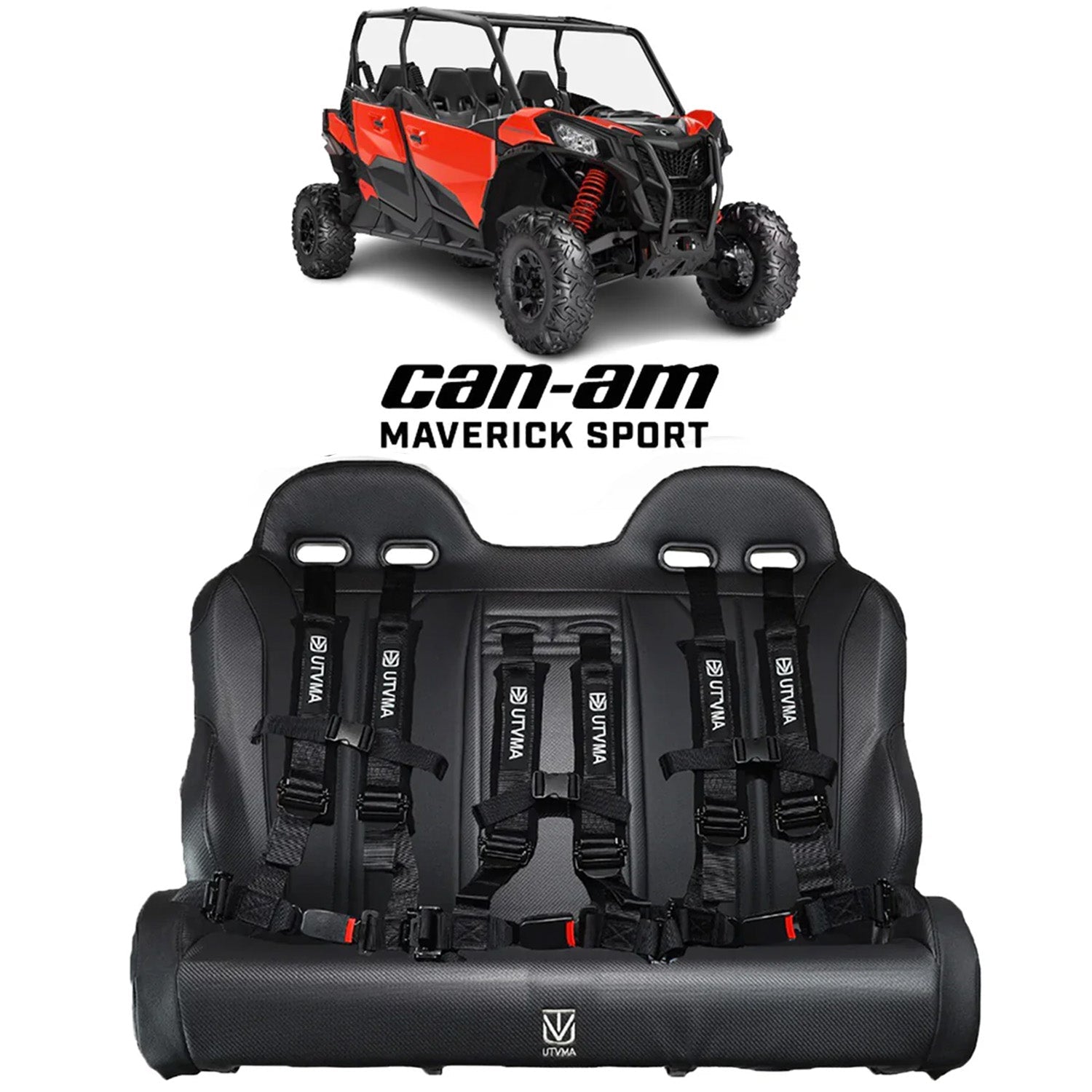 Maverick Sport Max Rear Bench with Harnesses (2019+)