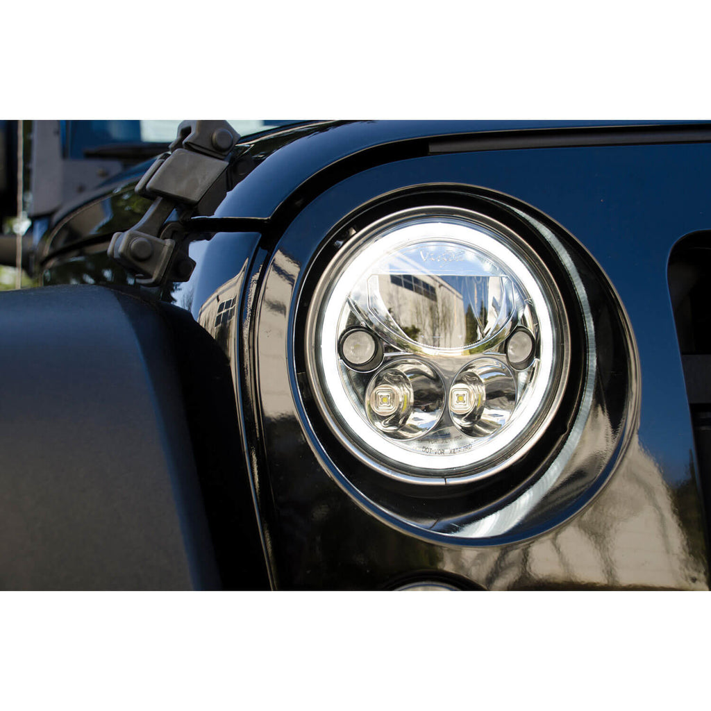 2007-2017 Jeep JK VX LED Headlight Kit - Chrome | White Halo