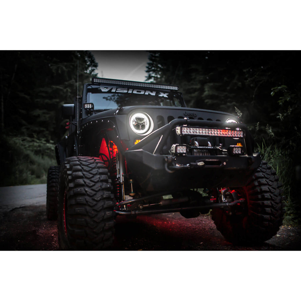 2007-2017 Jeep JK VX LED Headlight Kit - Chrome | White Halo