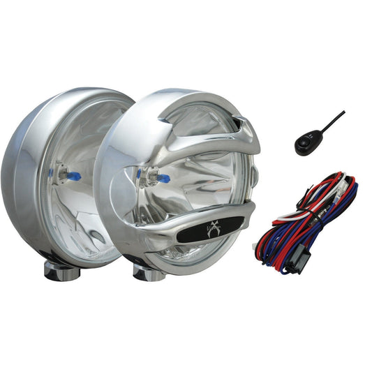 8" Chrome 100 Watt Halogen Spot Lamps with Rock Guards