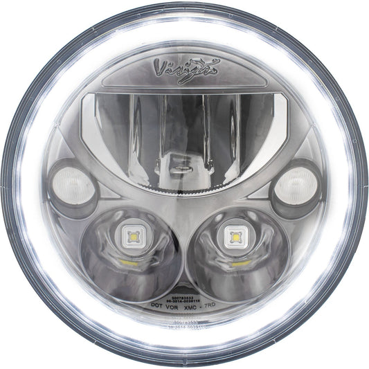 7" XMC Motorcycle LED Headlight Black Chrome | White Halo
