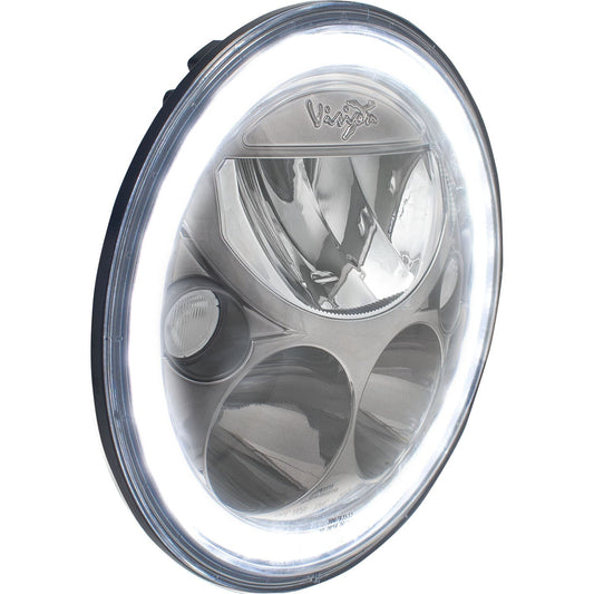 7" XMC Motorcycle LED Headlight Black Chrome | White Halo