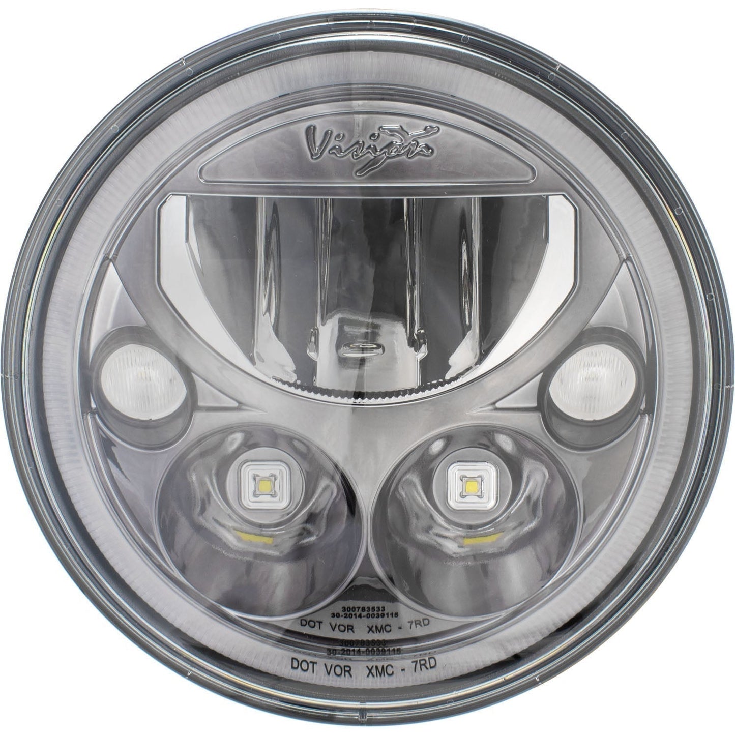 7" XMC Motorcycle LED Headlight Black Chrome | White Halo