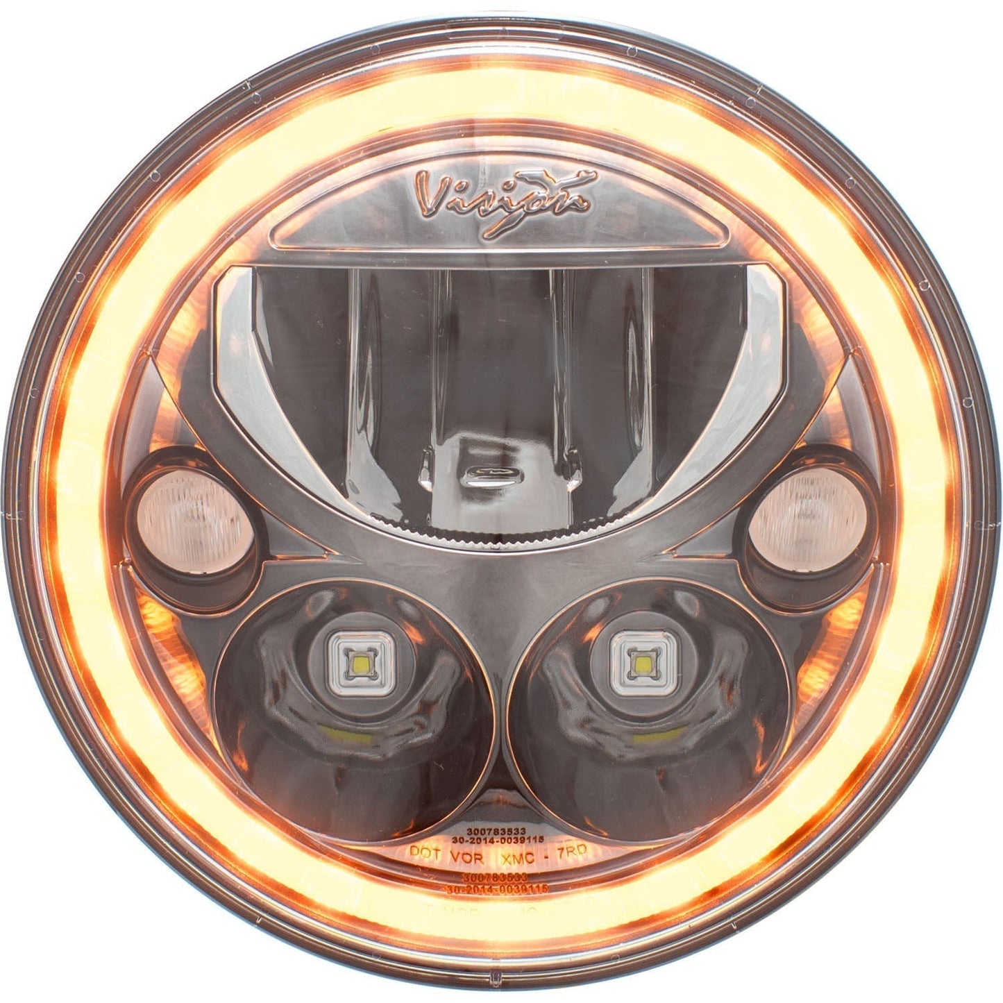 7" XMC Motorcycle LED Headlight Black Chrome | Amber Halo
