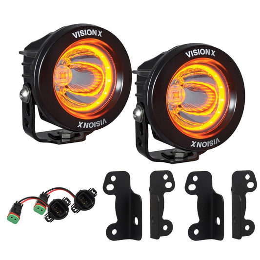 2010-2017 Jeep JK Factory Fog Light Upgrade Kit (with Optimus Amber Halo LED)