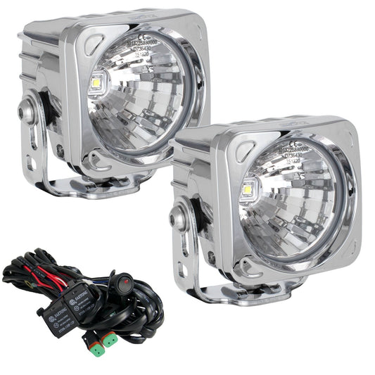3" Optimus Chrome Square 20° Beam LED Light Kit