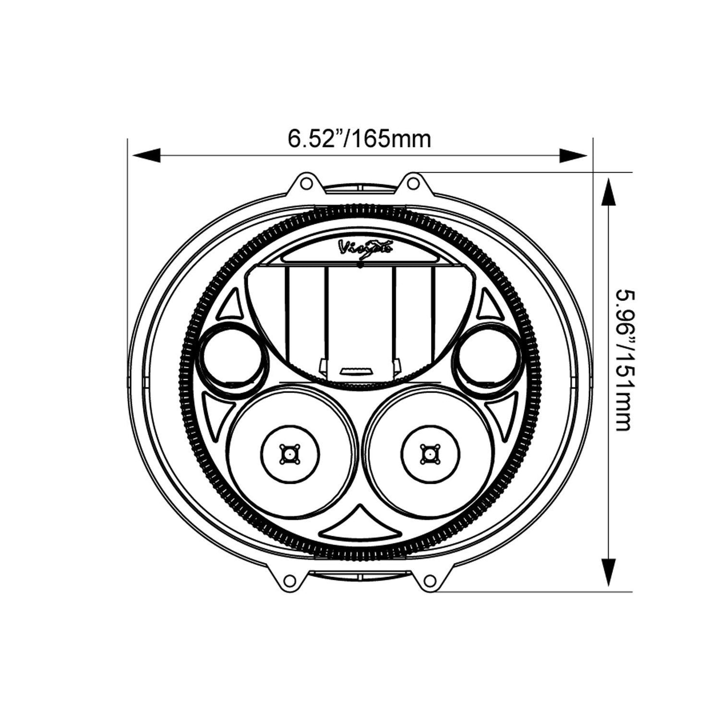 7" XMC Motorcycle LED Headlight Black Chrome | White Halo