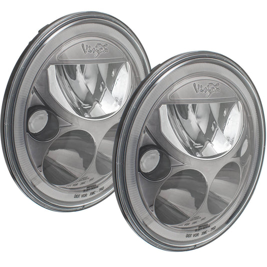 2007-2017 Jeep JK VX LED Headlight Kit - Black Chrome | White Halo