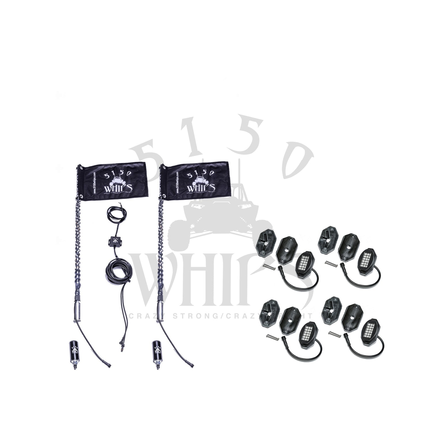 187 Whips and Rock Light Combo Kit 5150 Whips