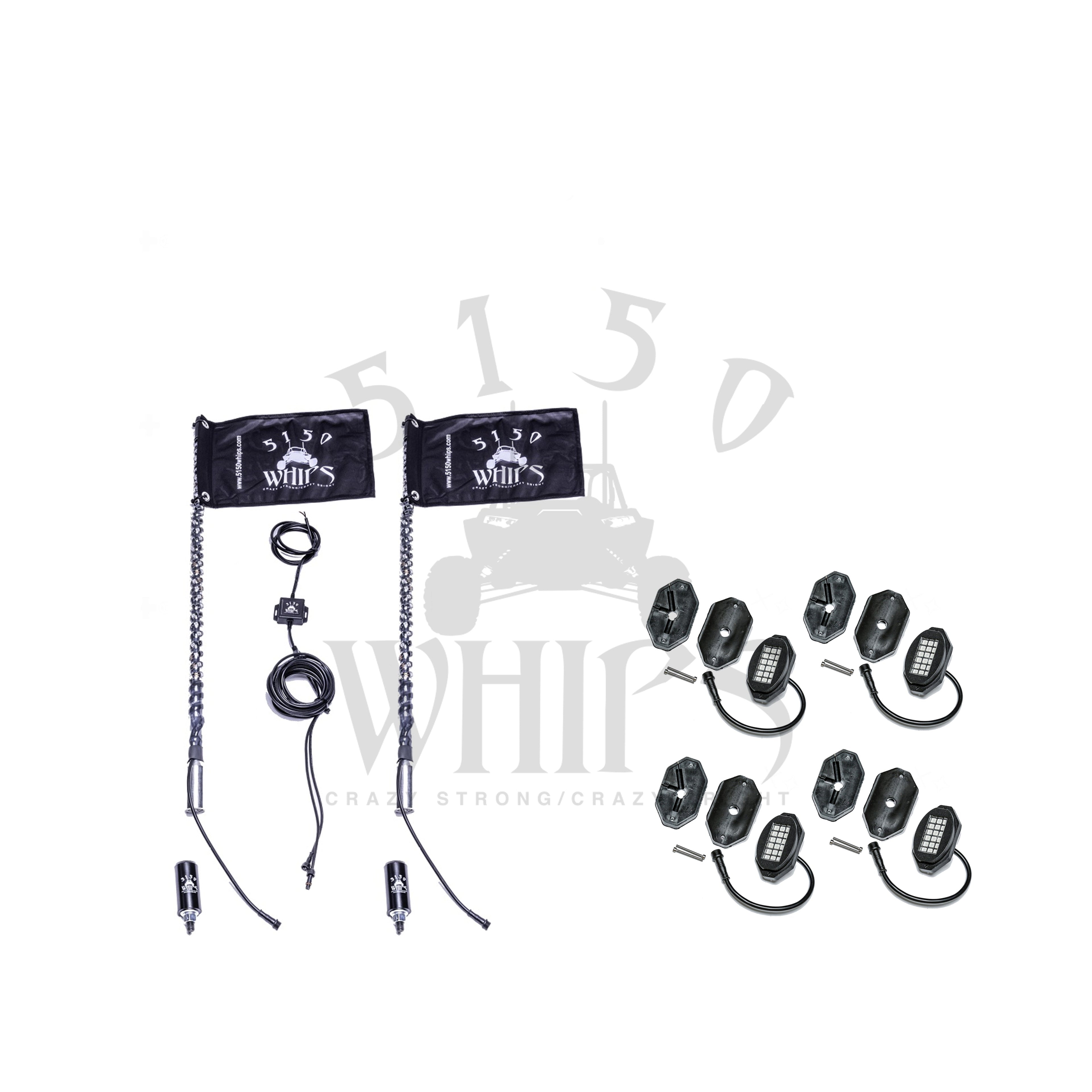 187 Whips and Rock Light Combo Kit 5150 Whips