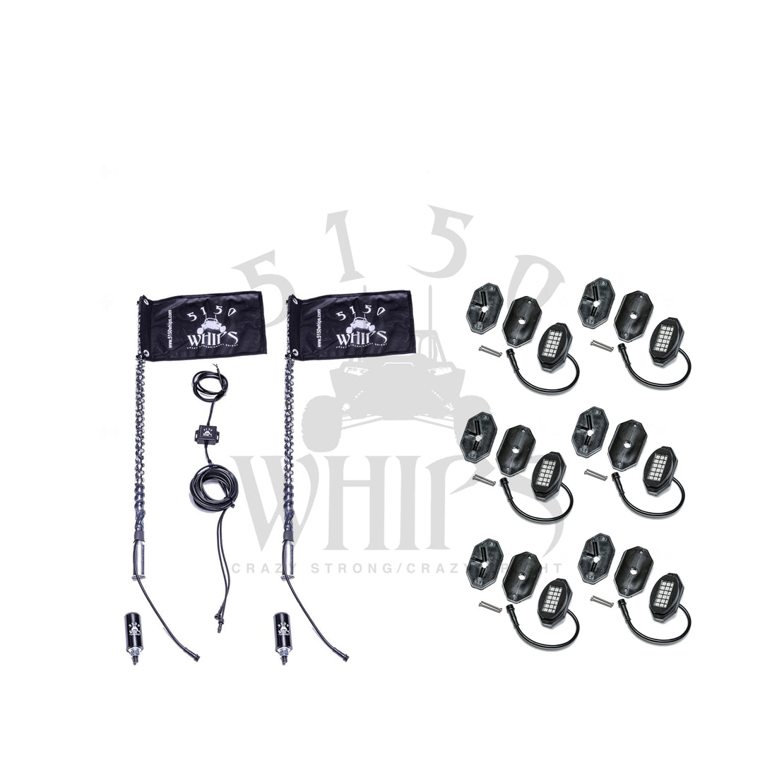 187 Whips and Rock Light Combo Kit 5150 Whips