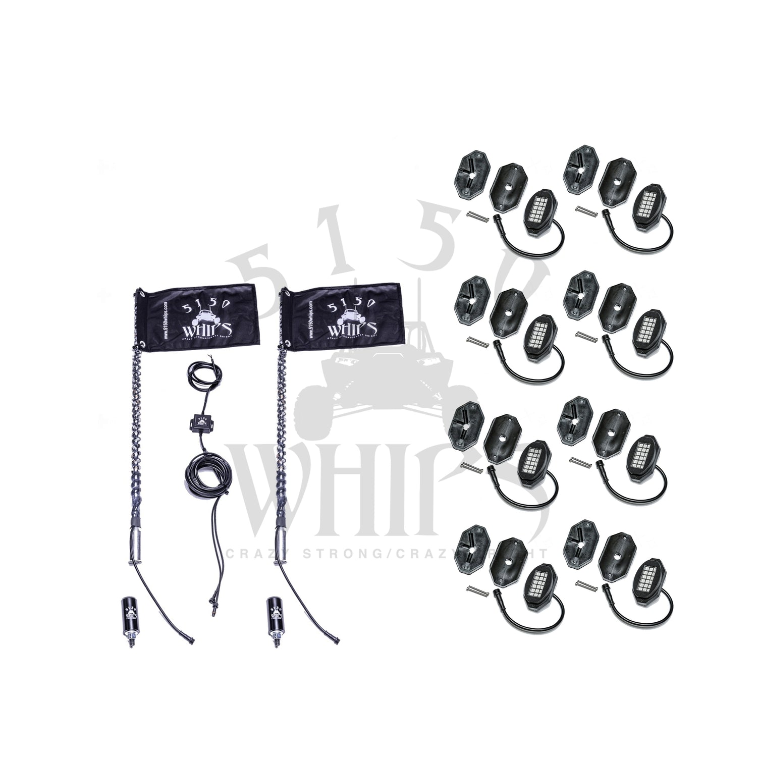 187 Whips and Rock Light Combo Kit 5150 Whips