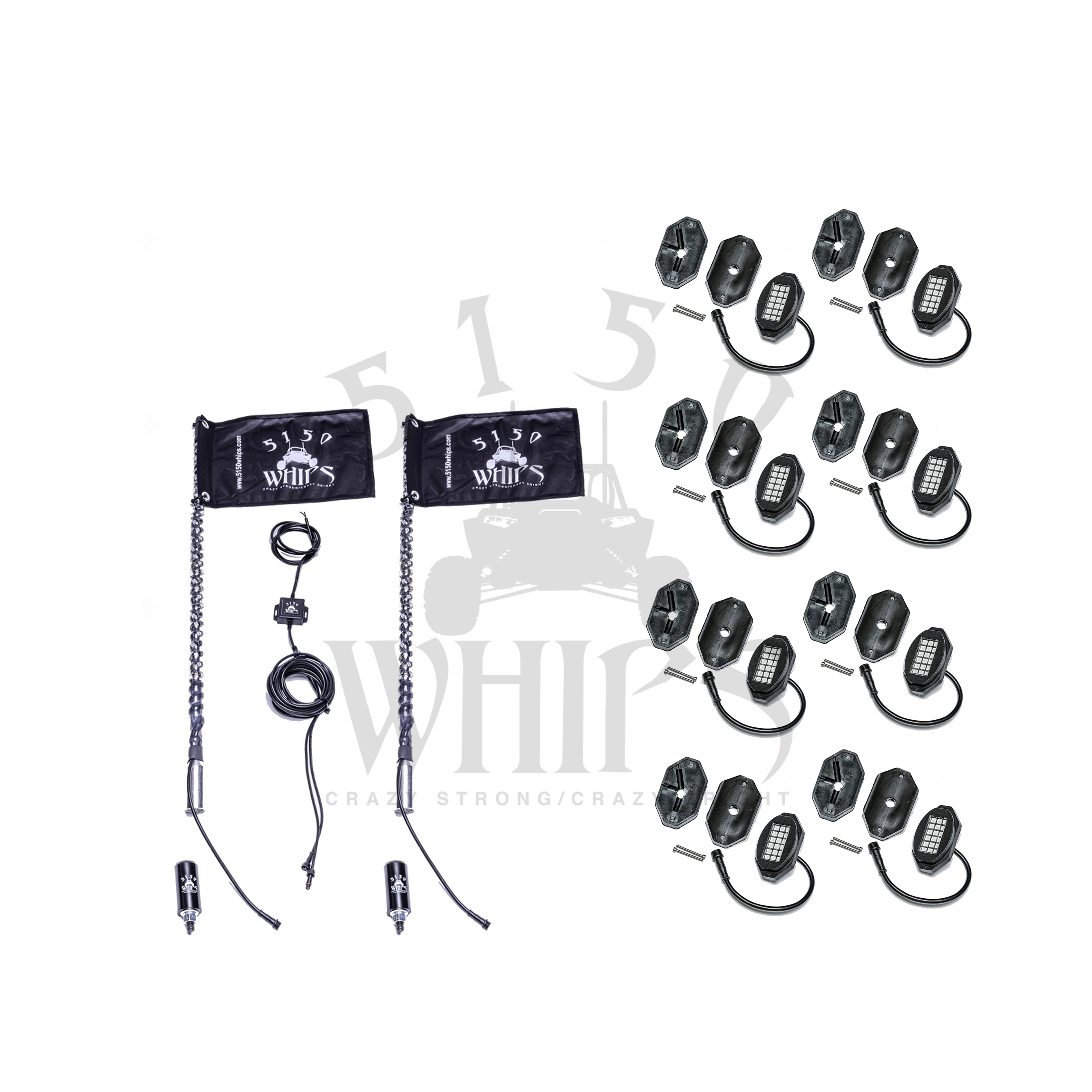 187 Whips and Rock Light Combo Kit 5150 Whips
