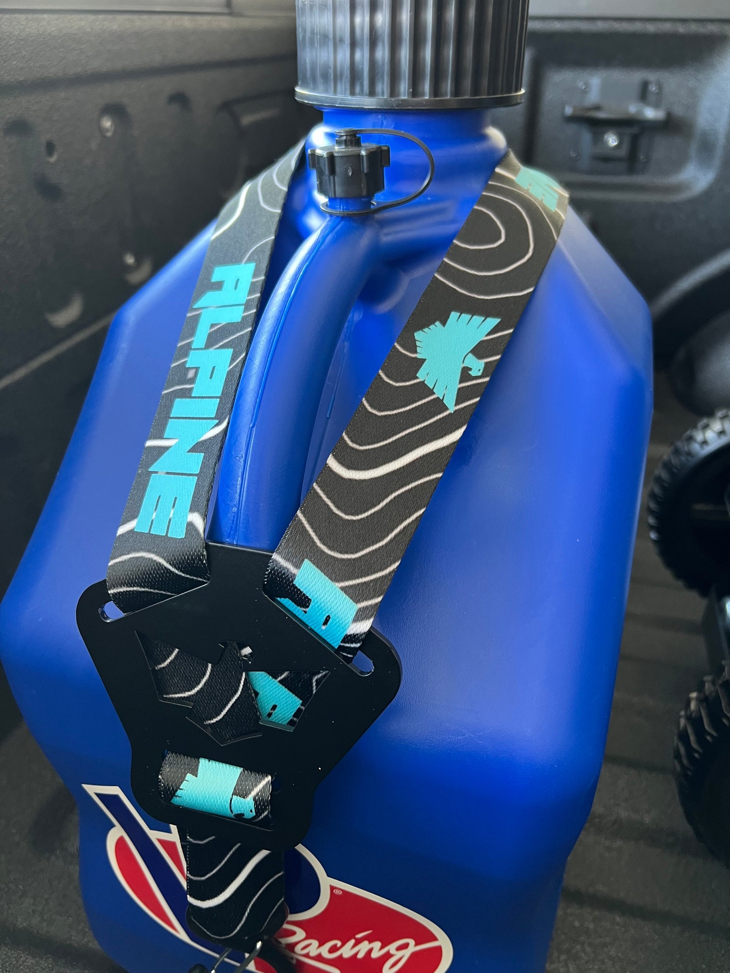 Dual Y Fuel Jug Strap-Teal Topo Alpine Offroad
