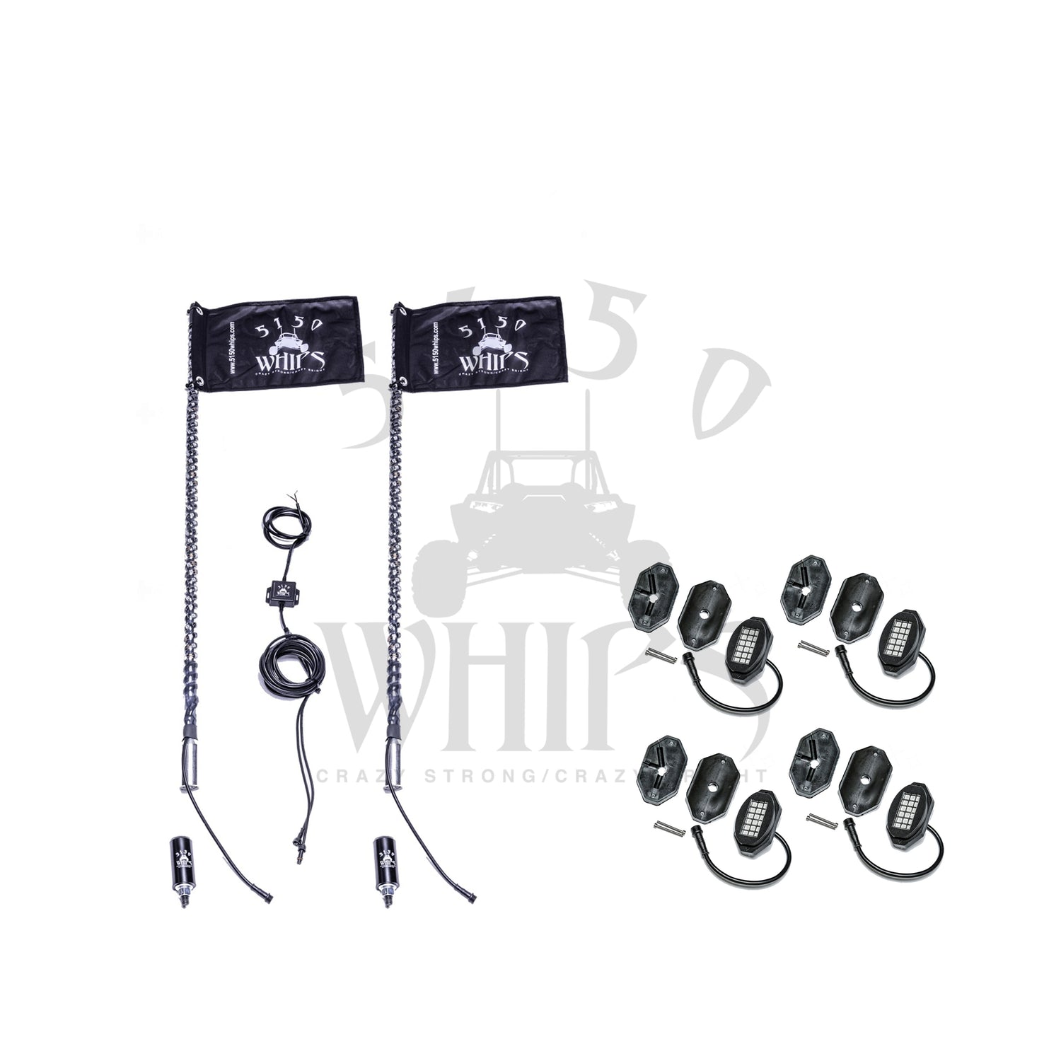 187 Whips and Rock Light Combo Kit 5150 Whips
