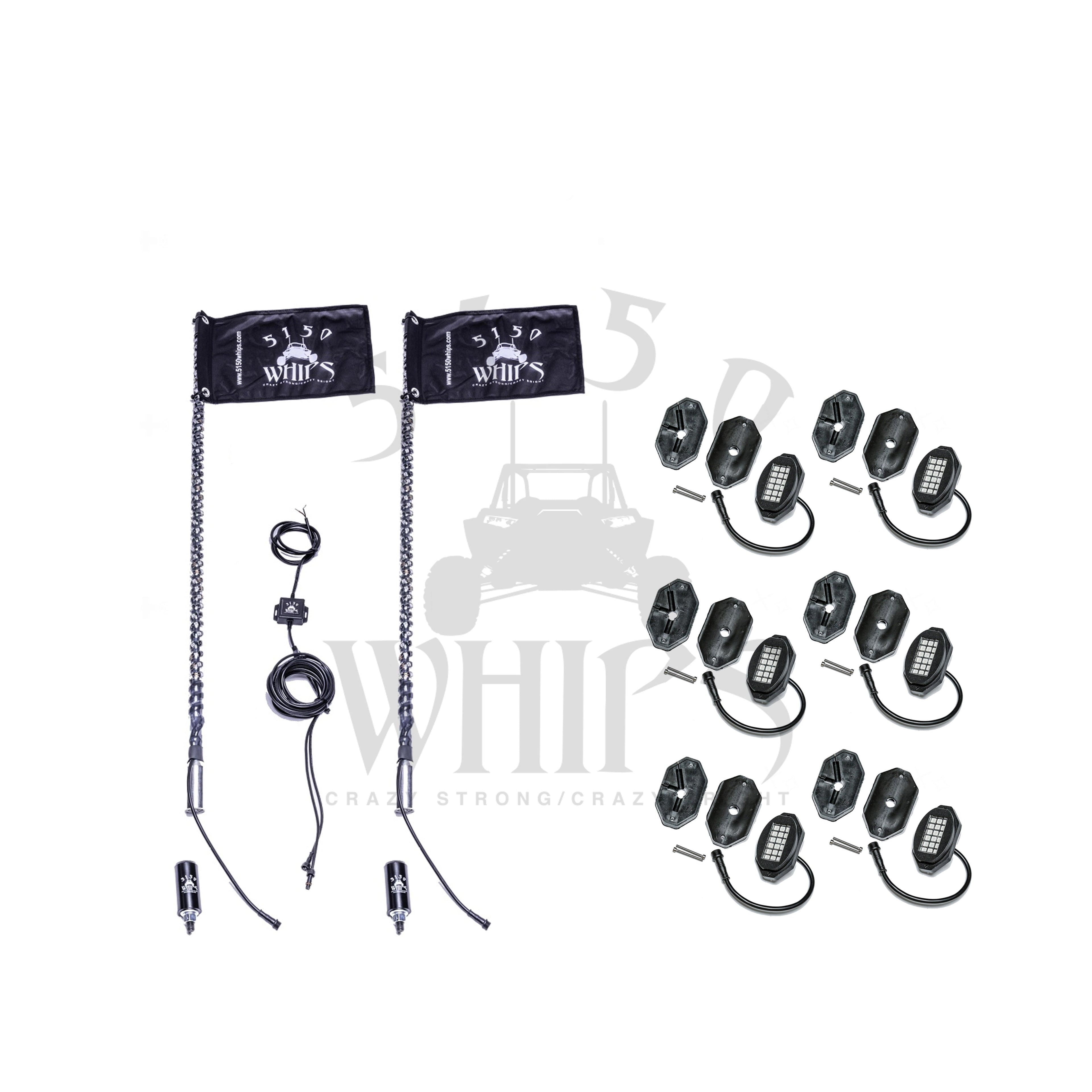 187 Whips and Rock Light Combo Kit 5150 Whips