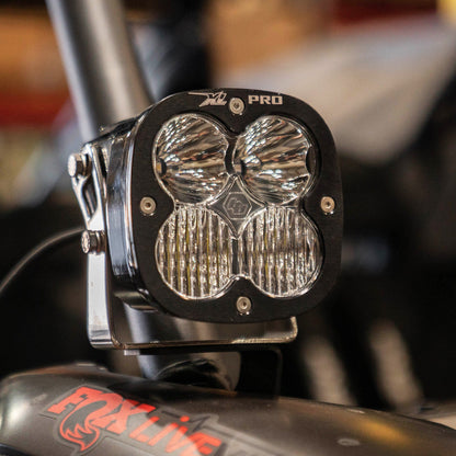 Close-up of a motorcycle light with &