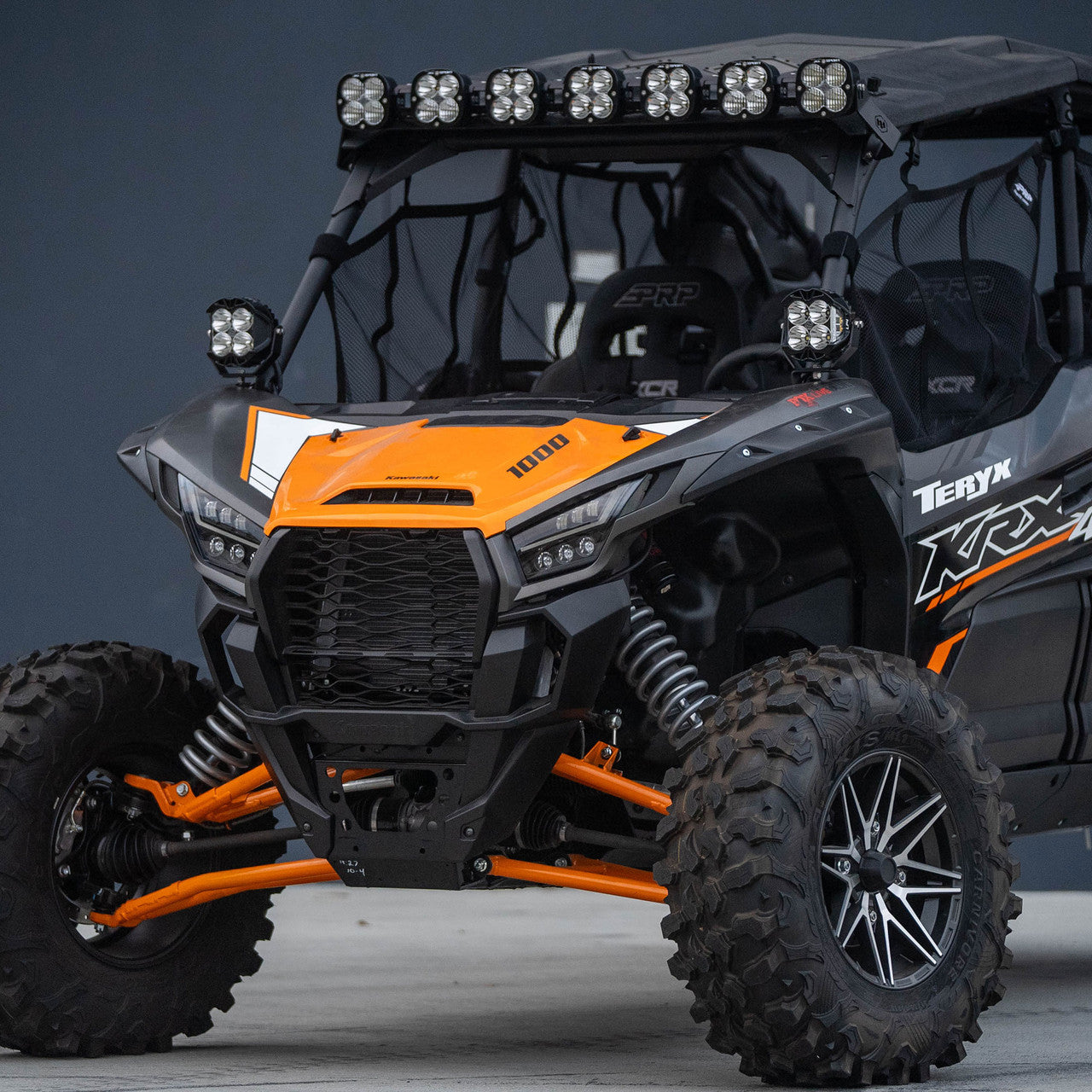 Orange and black off-road vehicle with &