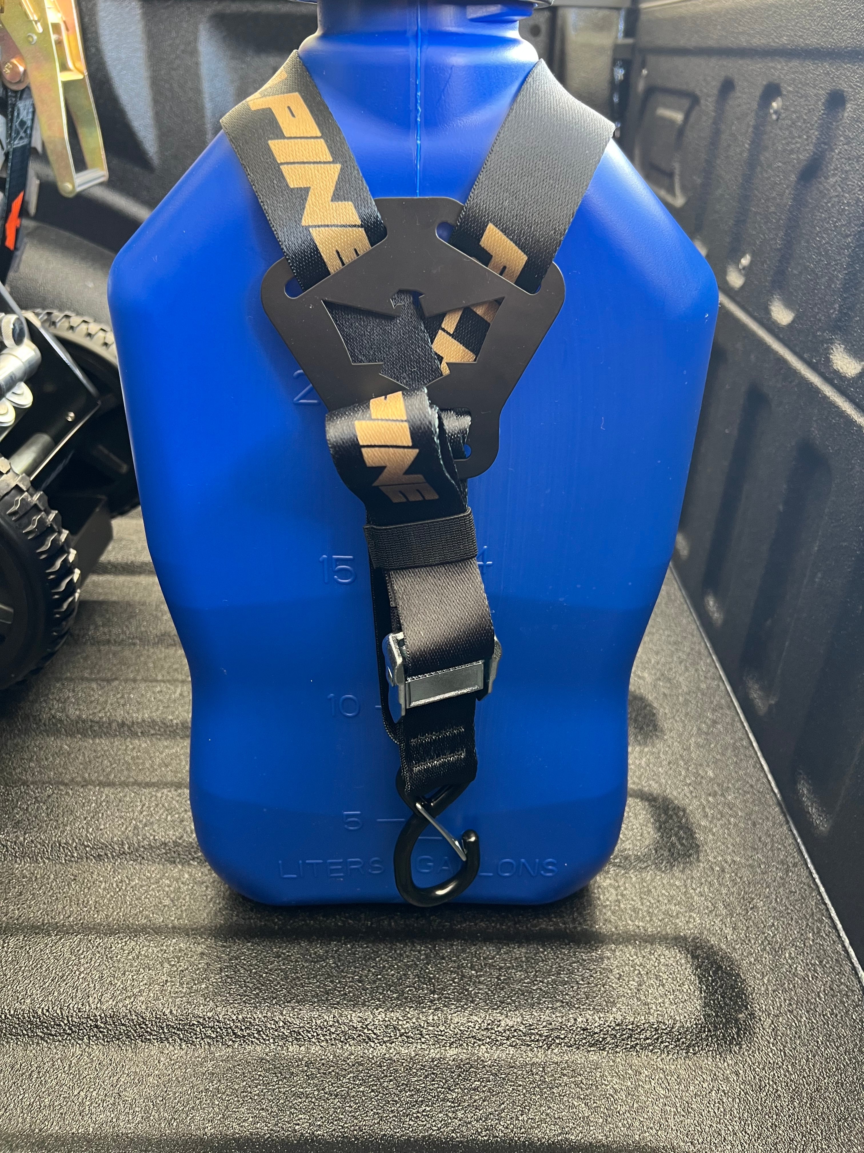 Dual Y Fuel Jug Strap-Gold and Black Alpine Offroad