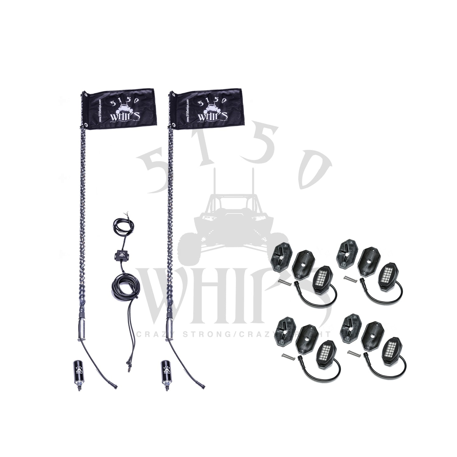 187 Whips and Rock Light Combo Kit 5150 Whips