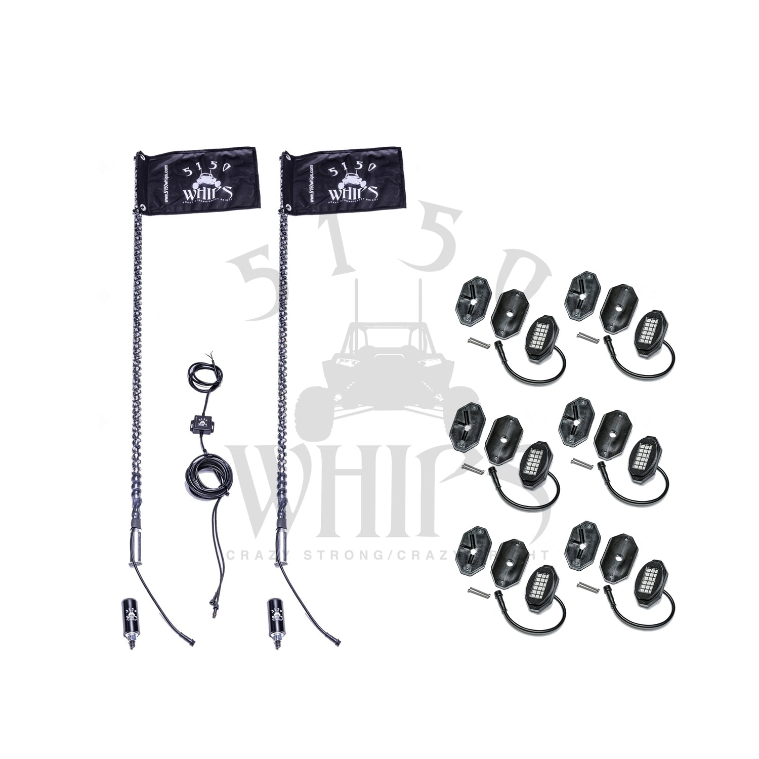 187 Whips and Rock Light Combo Kit 5150 Whips