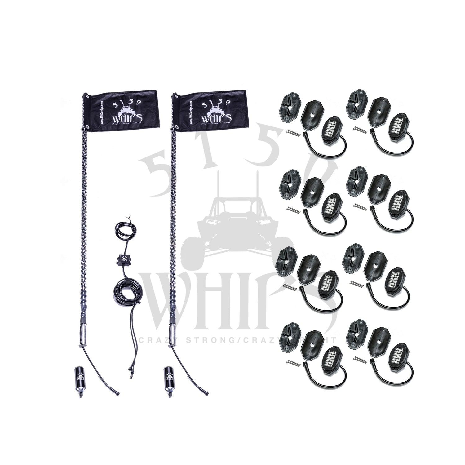187 Whips and Rock Light Combo Kit 5150 Whips