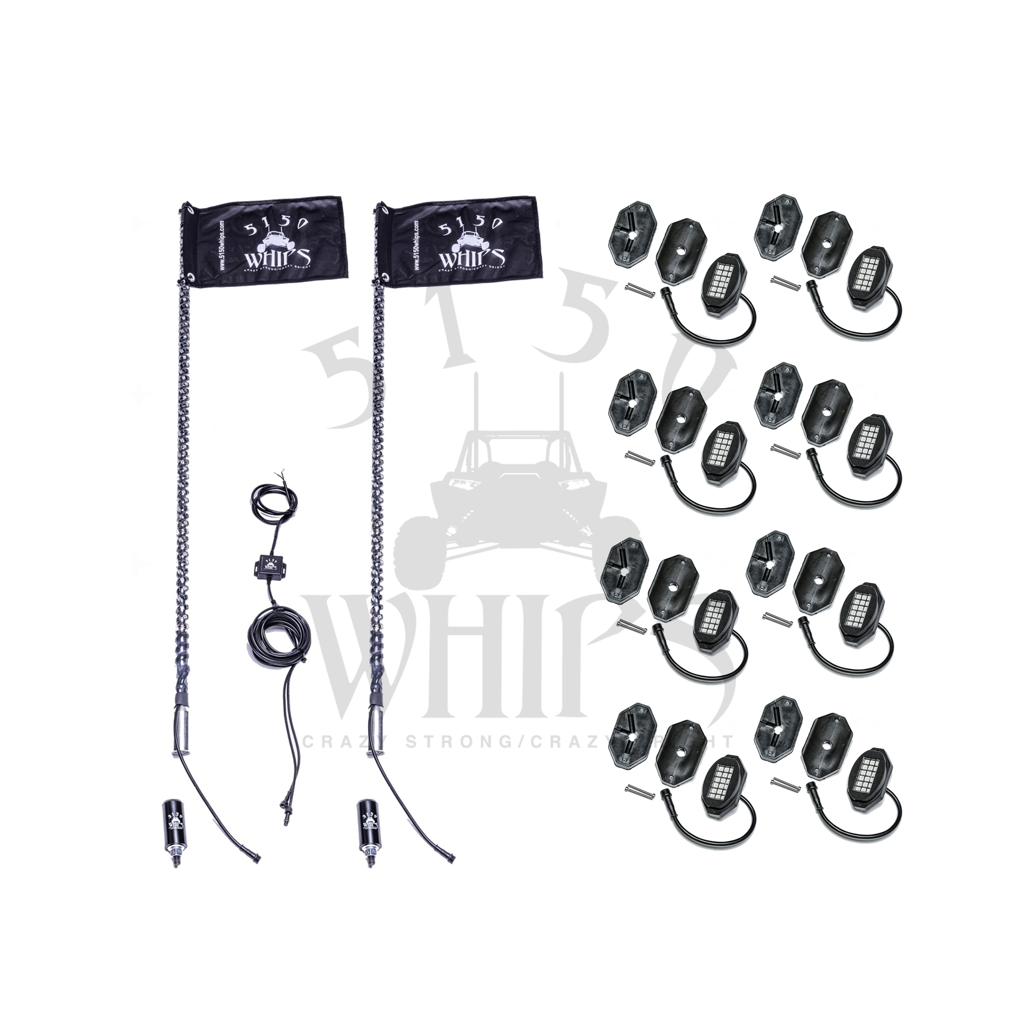 187 Whips and Rock Light Combo Kit 5150 Whips