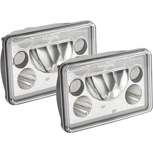 4x6" VX Series LED Headlight Kit - Chrome | Amber Halo