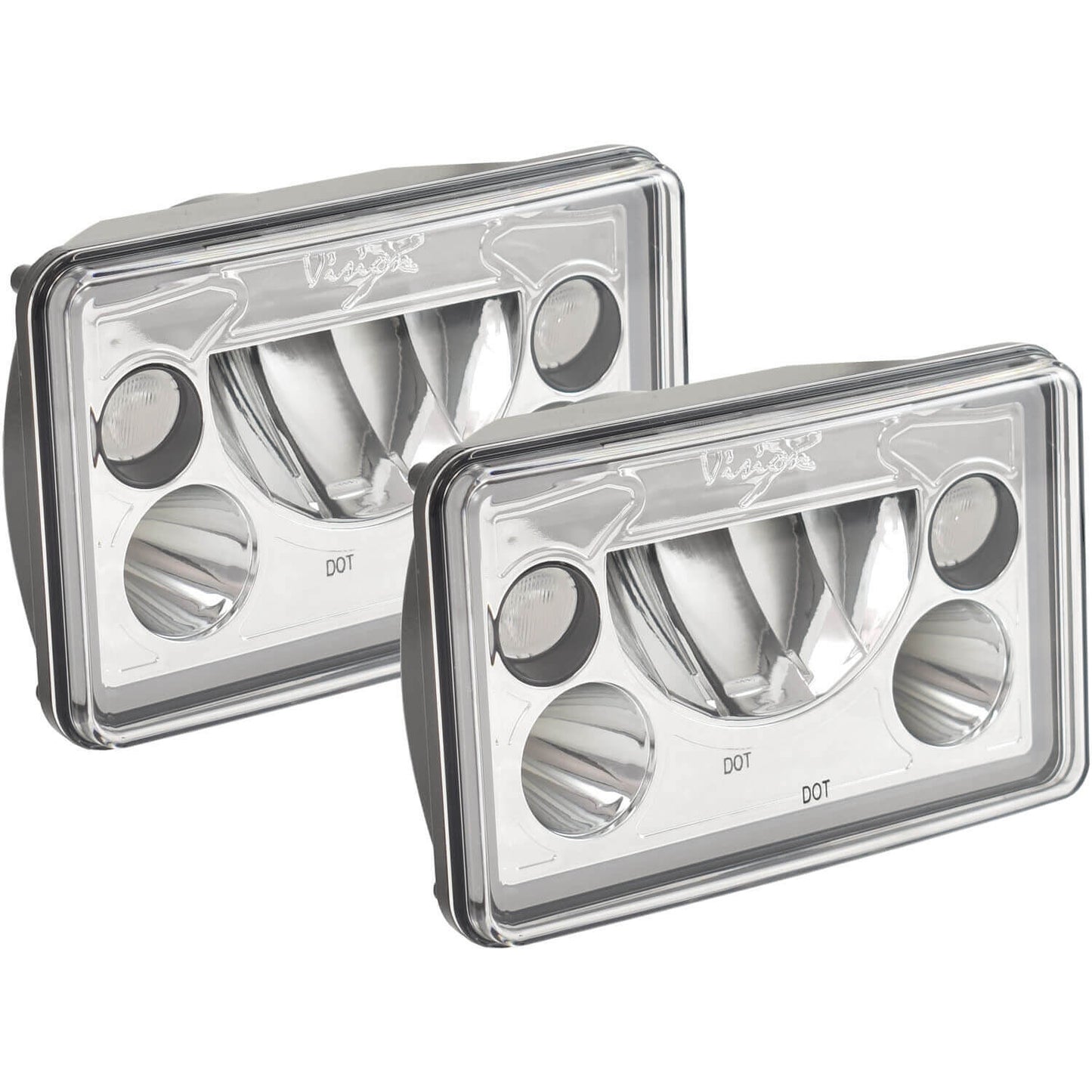 4x6" VX Series LED Headlight Kit - Chrome | White Halo