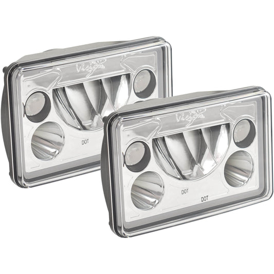 4x6" VX Series LED Headlight Kit - Chrome | White Halo