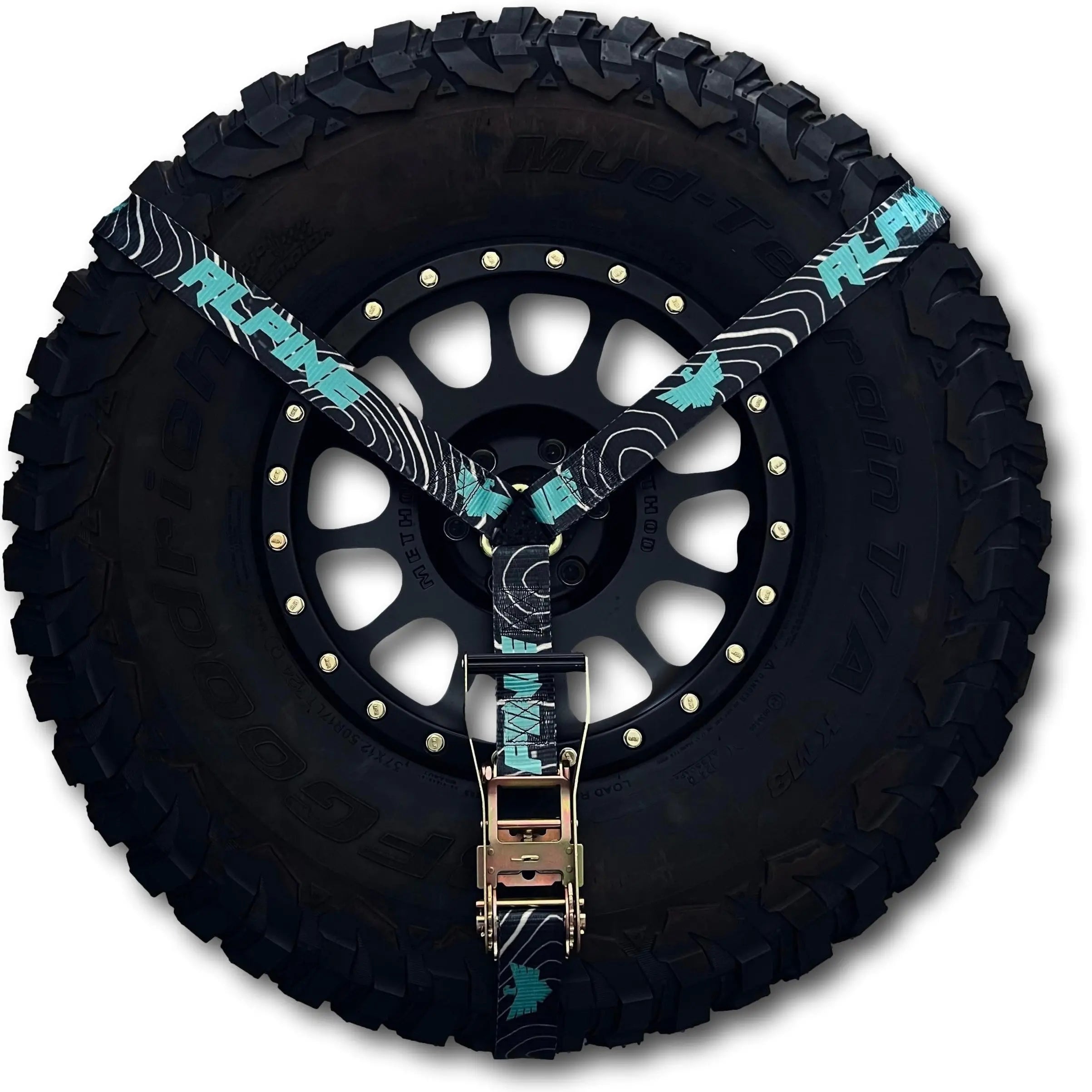 2" Teal Topography Y Strap Alpine Offroad