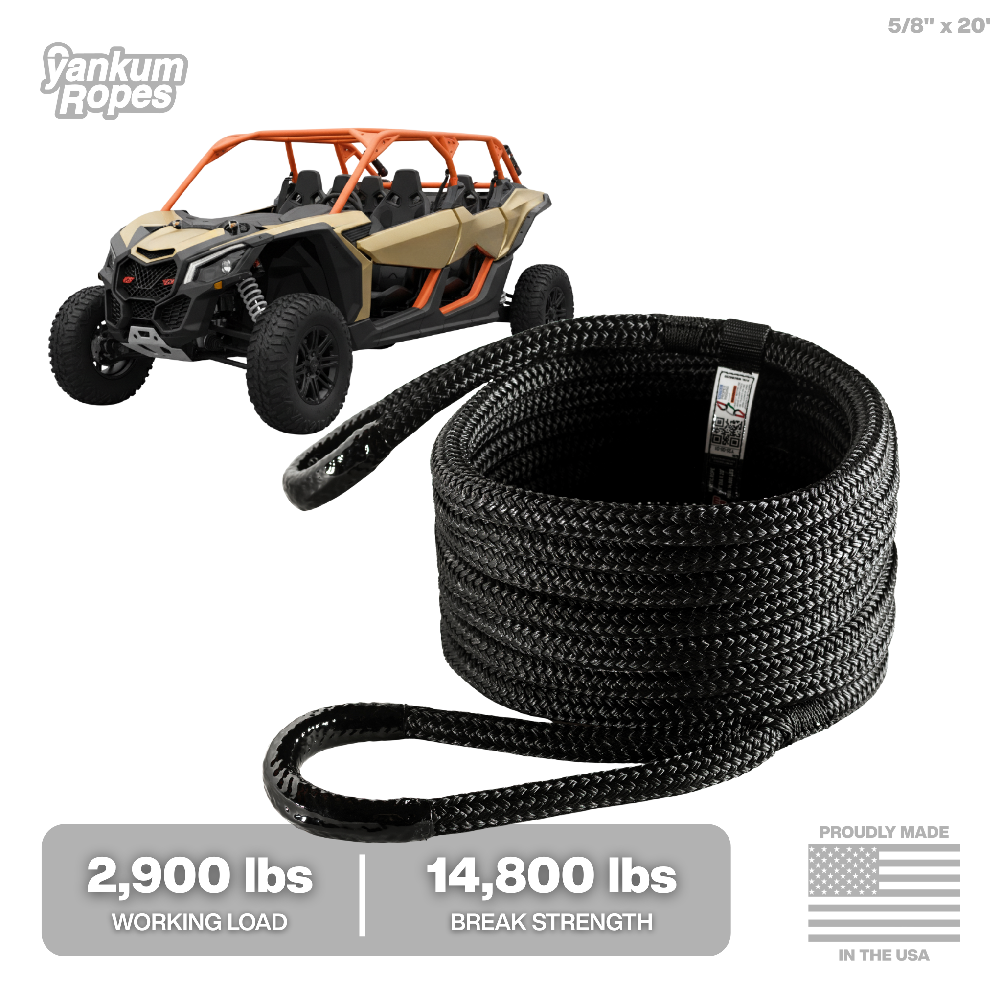 Hi-Vis Kinetic Recovery Rope